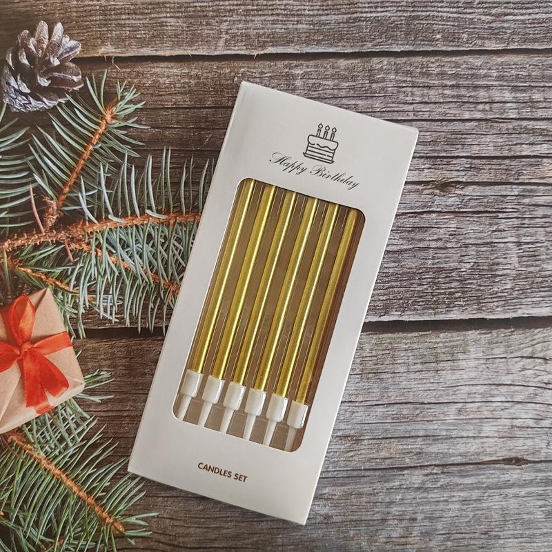 Metal Gold Silver Birthday Candles DIY Colorful Cake DecorasWedding Baby Shower Supplies Color Cake Topper