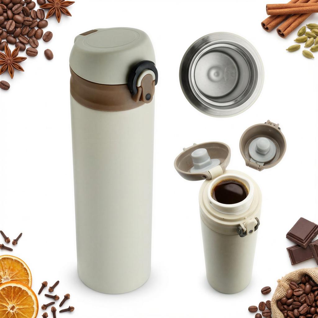 THERMAL TRAVEL MUG STEEL 450 Ml FOR COFFEE TEA WATER