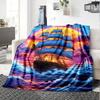 Pirate Ship Art Print Flannel Blanket High Quality Warm Comfortable Cover for All Seasons Perfect for Gifts Home Decor
