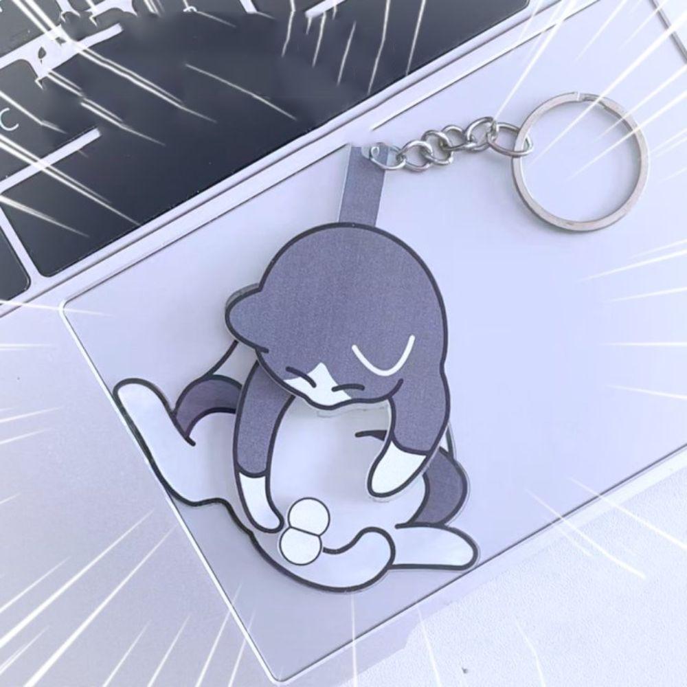 Exquisite Pull Play Egg Cat Keychain Pull Play Jewelry Keychain Funny Trick Cat Bag Pendant  Travel