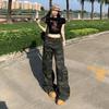 1116 American Retro Multi-pocket Camouflage Micro-horn Tooling Jeans Trendy Brand Loose and Thin Straight Floor Pants