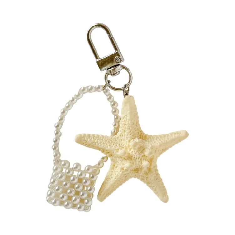 Zarter Seesternförmiger Schlüsselanhänger Handgewebte Perlen Ornament für Handtaschen Rucksäcke