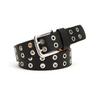 Unisex Leather Eyelet Buckle Belt with Rivet Detail - European & American Style Trend