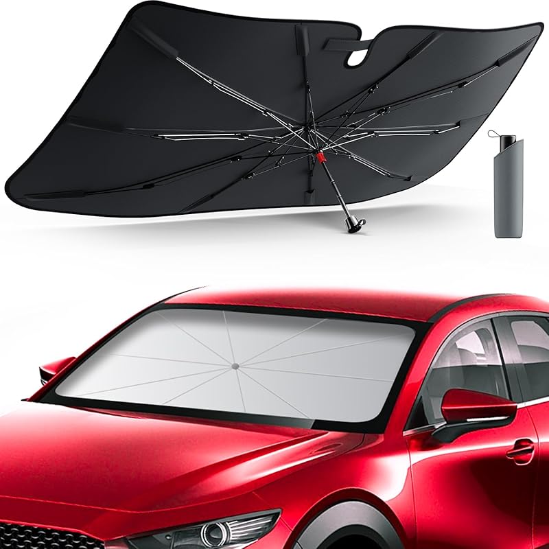 [2025 Updated] Bolamp Car Windshield Sun Shade, [Effective Keep Cool] Spring Structure Umbrella Sunshade for Automobile Windshield, Protect Cars