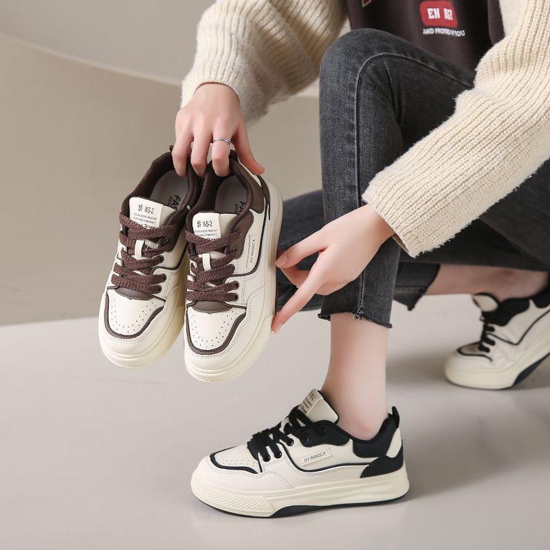 Campus 2025 Spring and Autumn New Women's Shoes Versatile Muffin Sneakers Sneakers Lace-up Board Shoes Dopamine White Shoes