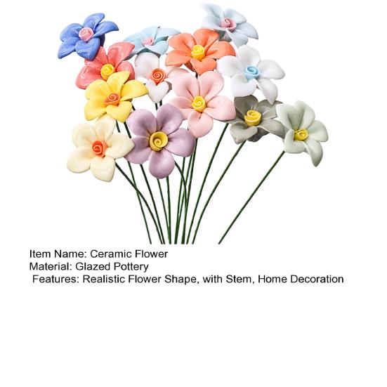 Ručně vyráběná keramická simulace květiny Realistický umělý barevný květ Dekorace Umělá květina se stonkem DIY Dekorace vázy