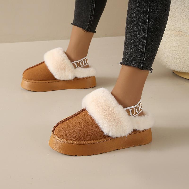 Elastic Autumn and Winter Snow Boots Two Wear Women's Platform Slippers Plush Warm Outside Wear Plush Internet Celebrity Fluffy Sandals