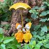 Holding Umbrella Duck Statue Outdoor Garden Yard Yellow Umbrella Duck Figurine Resin Animal Sculpture