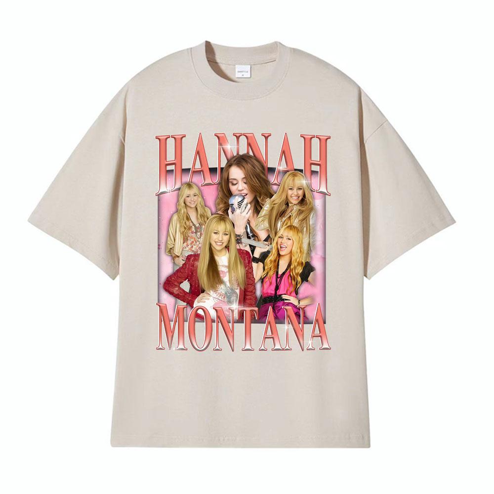 Hannah Montana Vintage 90s Graphic Tshirt Men Womens Clothing Aesthetic High Street T Shirts Pure Cotton Short Sleeve Tshirts