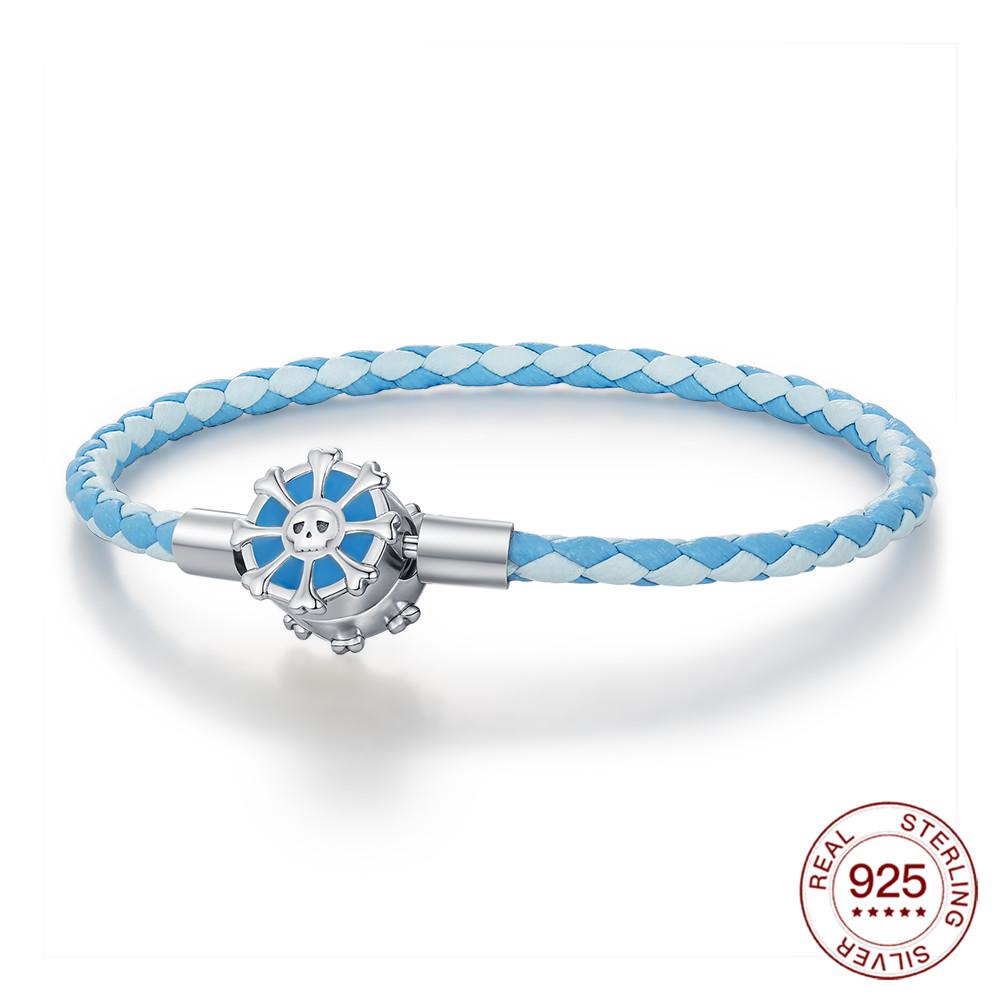 925 Silver Rubber Bracelet Love Butterfly Clover Charm Beads Jewelry For Women Original Love Gifts