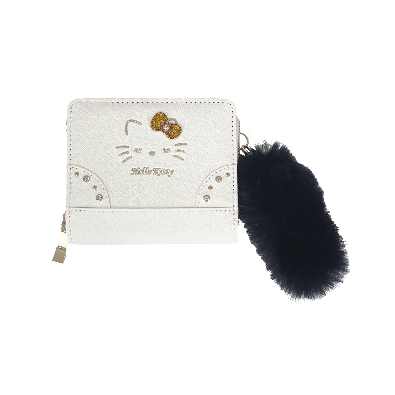 Sunart Hello Kitty Glitter Metal Series Round Ivory Wallet, KT-5174-IVO