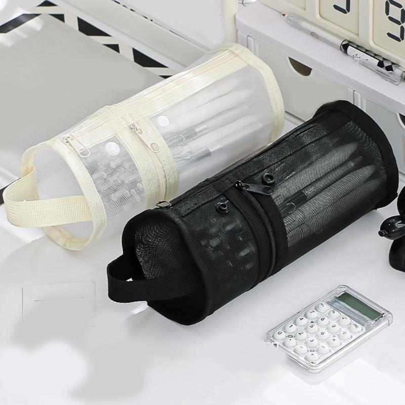 Large Capacity Pencil Bag Cylindrical Pencil Case Pen Pouch Clear Pencil Pouch Pen Case School Office Supplies