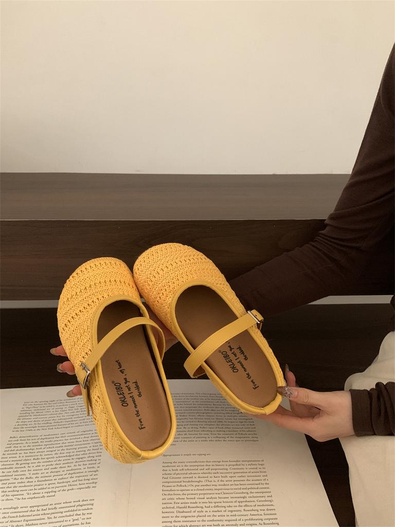 Niche hand-woven baotou half slippers women's summer wear heightening 7 cm Bohemian thick-bottomed Birkencool slippers