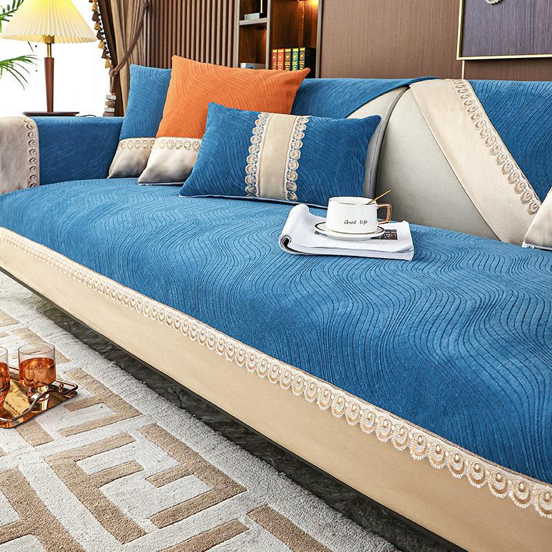 Chenille Sofakissen Vier Jahreszeiten Universal Einfach Modern Rutschfest Leder Sofabezug All-Inclusive Universalbezug