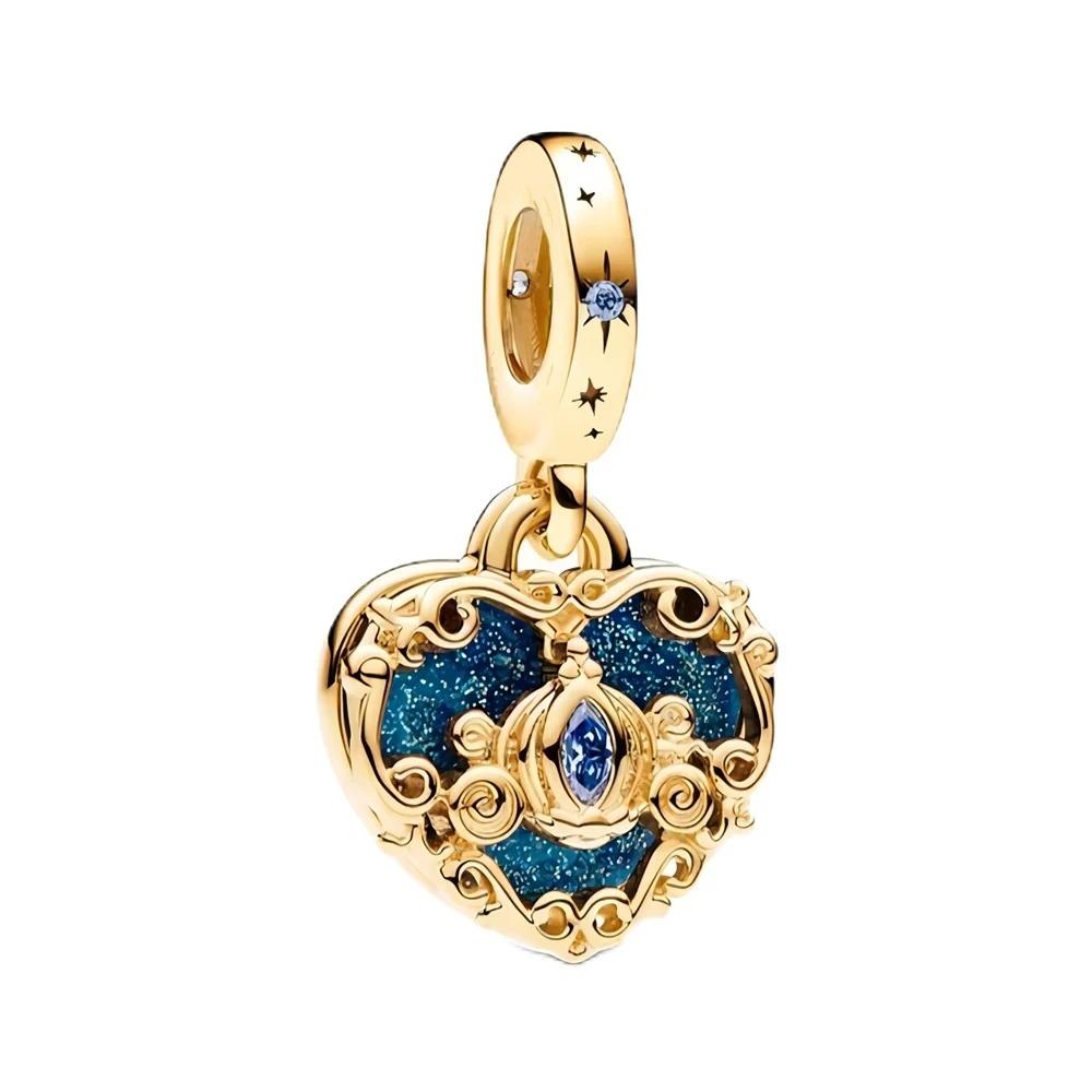 925 Silver   Princess Charm Pendant Fit  Bracelets DIY Women Jewelry Exquisite