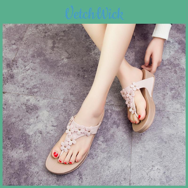 Fashionable 2024 Womens Wedge Flip Flops Outdoor Beach Sandals With Thick Sole