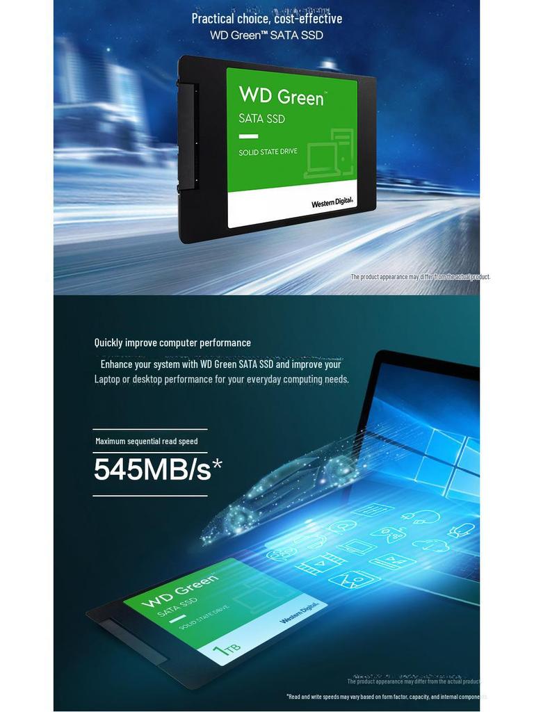 WD Green SATA3 High-Speed SSD - Available In 240GB, 480GB, 1TB, and 2TB - 2.5-Inch Solid State Drive