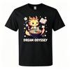 Cute Baby Dragon Eating Raunisex Sakura Flower Graphic T Shirt Unisex Cotton Short Sleeve Anime Kawaii Oversized Streetwear Tee Tops
