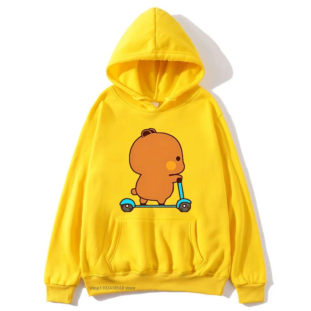 Cute Couple Hoodie Cute Bubu and Dudu Are Playing Scooter Together Sweatshirts Hooded Men's Clothes Women Panda Bear Top