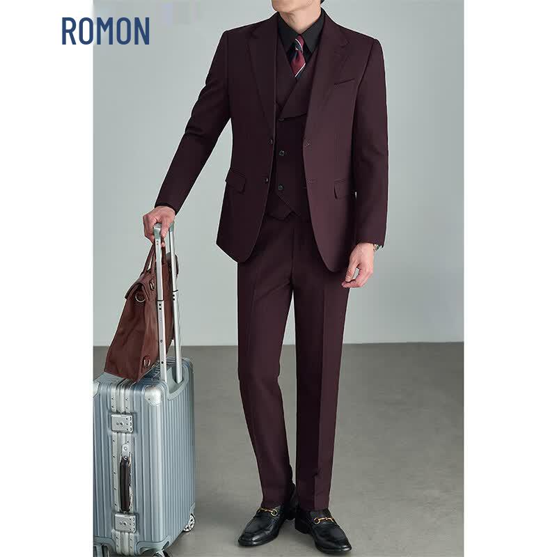 Мужской деловой костюм-тройка Romon XL малиновый