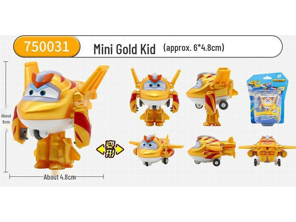 Super Wings 13-Piece Mini Transforming Robot Set: Jett, Big Strong, Jin, and Mighty Little Wing Toys
