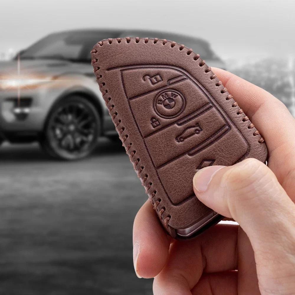 2025 Leather Car Key Case Keychain Holder Protector Cover For BMW E90 E60 E70 E87 1 3 5 6 Series M3 M5 X1 X5 X6 Z4 Bag Auto
