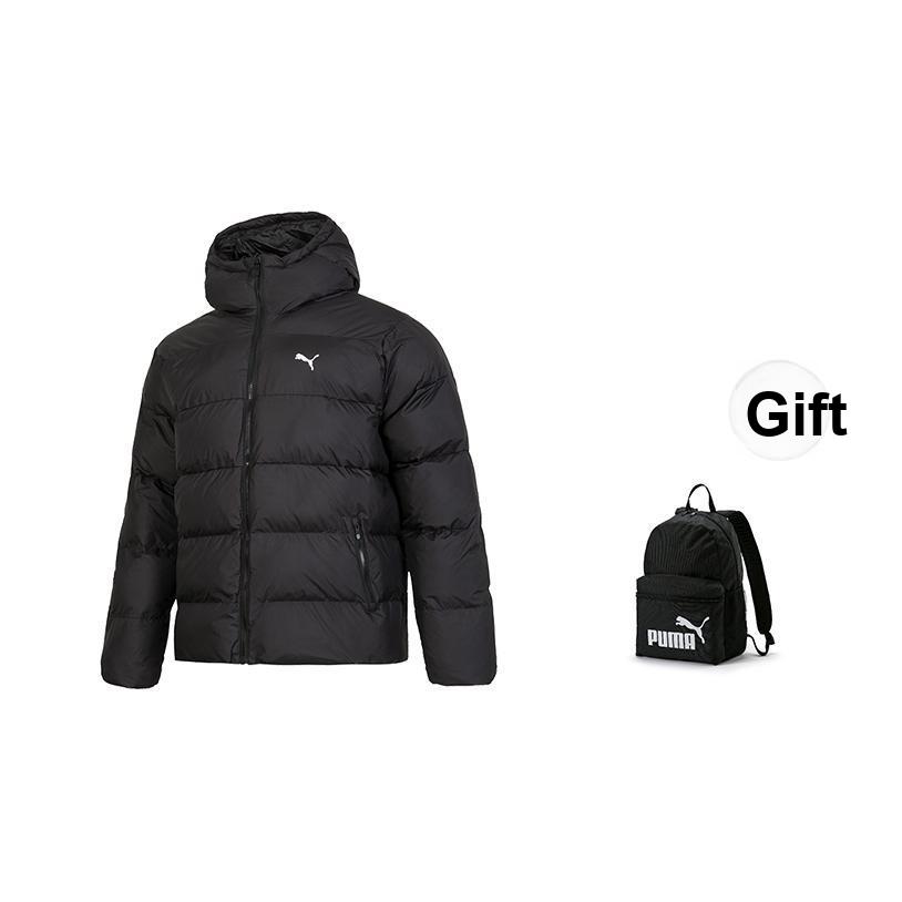 Puma Einfarbige winddichte sportliche Freizeitjacke mit Kapuze und langen Ärmeln aus Baumwolle für Herren, Jacken Schwarz 684120-01