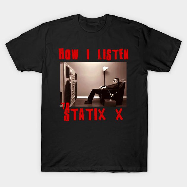 

Men Black Print T-shirt Static X How I Listen No-Cut Transfer Paper Print Cotton Tshirt 3XL чорний