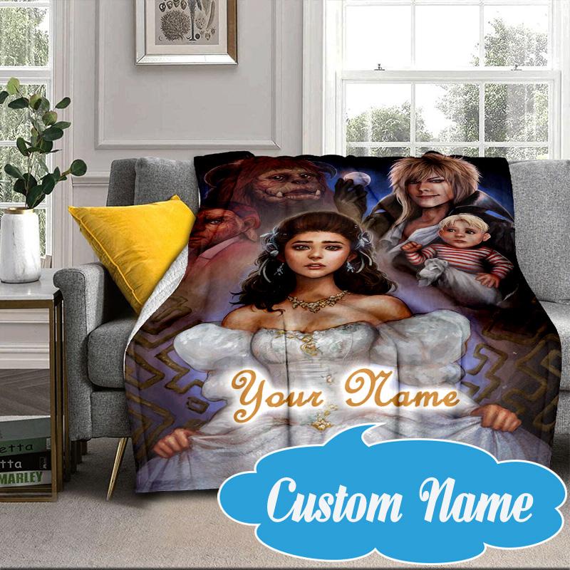 Custom Name Fantasy Labyrinth Adventure Blanket bed sofa Blanket Flannel Blanket for Camping, Hiking, Picnic Essentials,gift for Fan family