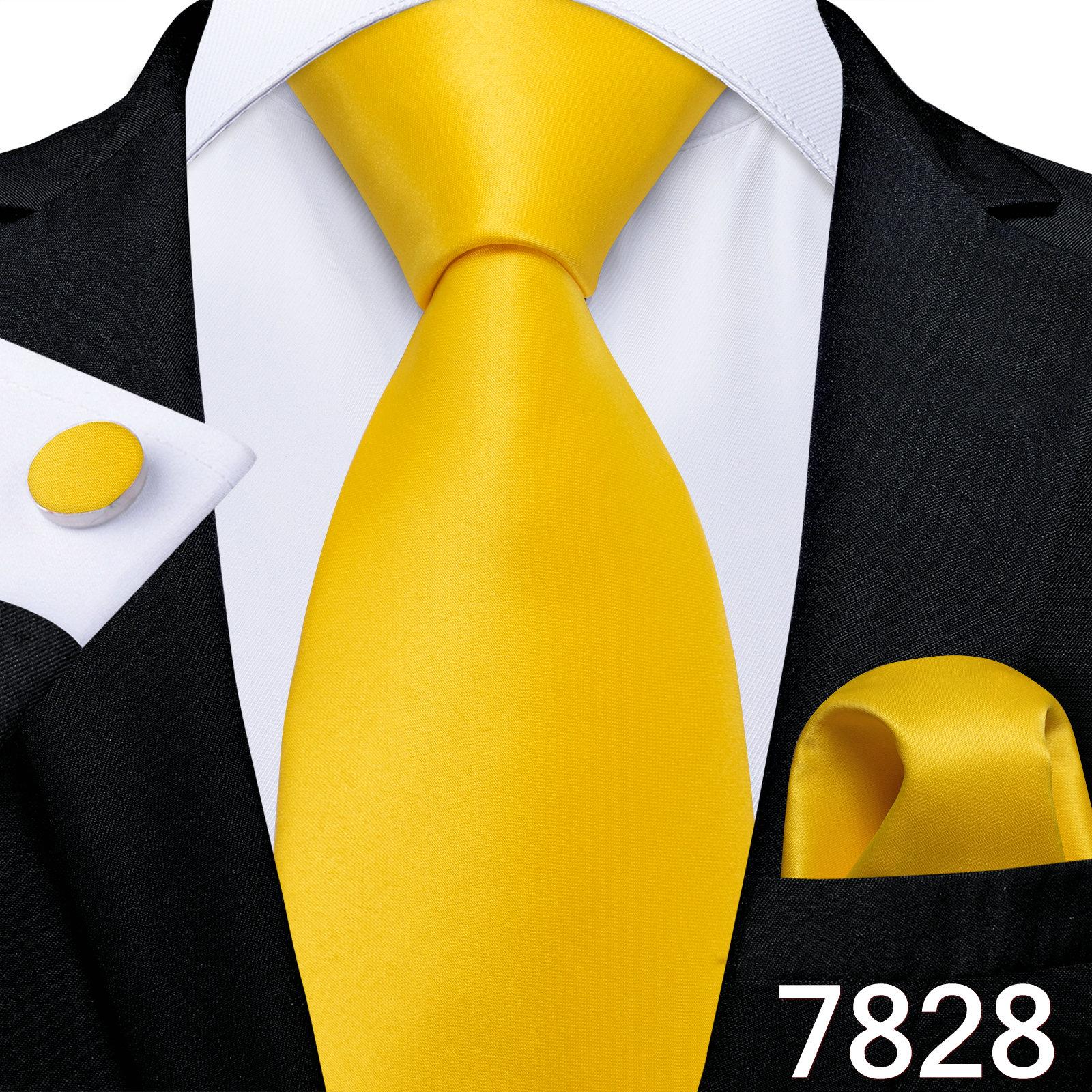 

Роскошный золотой желтый мужской галстук, полосатый галстук с узором пейсли, шелковые носовые запонки для делового набора N-7828