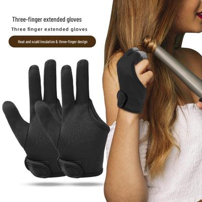 Drei-Finger-Hitzebeständige Friseurhandschuhe: Hitzeschutz-Salonhandschuhe für Glätteisen und Lockenstäbe