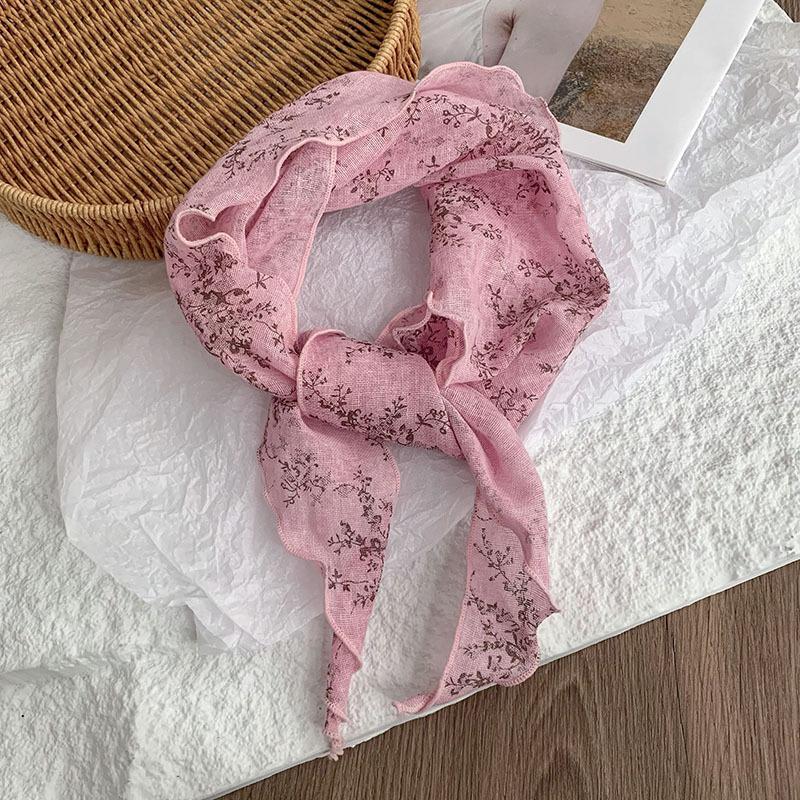 Triangle scarf scarf women's fashion decorative small scarf versatile silk scarf high-end floral headscarf summer women's pastoral headband