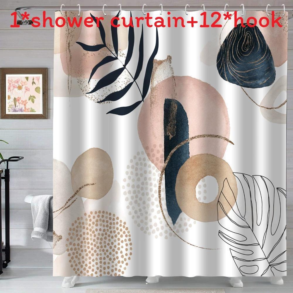 Boho Style Watercolor Polyester Shower Curtain Waterproof Fabric For Bathroom Decor And Privacy Divider