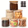 22oz Set Of 6 Glass Jars With Airtight Bamboo Lids Glass Kitchen Canisters Clear Container For Food Storage Of Dry Goods Cookie