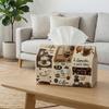 2D Flat, 1 Vintage Coffee Art Tissue Box Featuring a Brown Coffee Cup and Menu Design, Perfect for Decorative Storage. It Is Suitable for Use As Home 