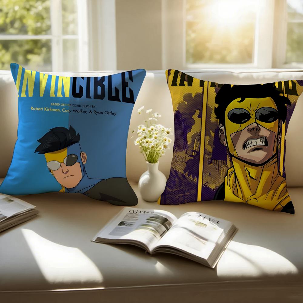 I-Invincible Pillow Superhero Anime Cushion Cover Linen Pillowcase Cover Soft Decor For Sofa Home Room