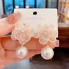 Hand-woven Crystal Flower Stud Earrings, Super Fairy Temperament Versatile Pearl Earrings Earrings for Women