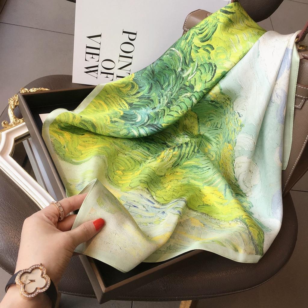 High sense 71 small square scarf silk scarf retro minimalist new professional scarf satin printed silk scarf women's scarf