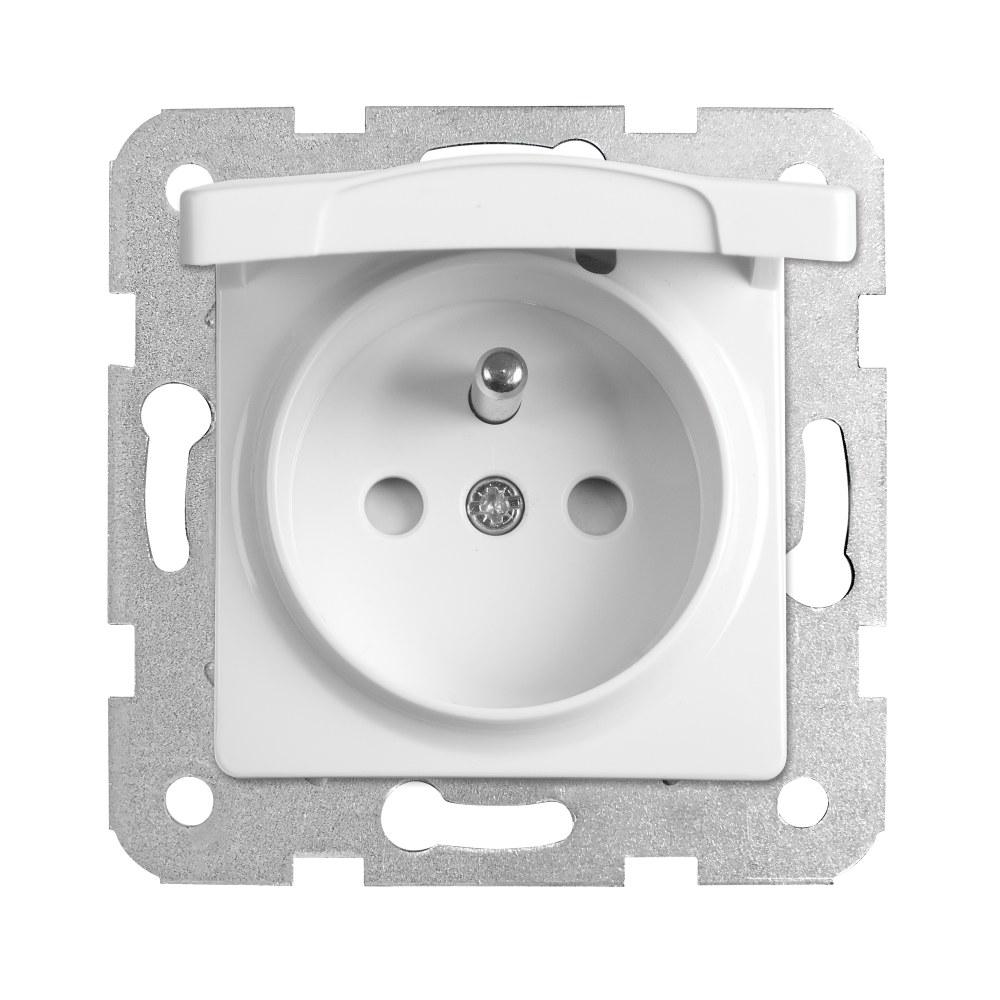 Socket with Earthing and Contact Shutters with Flap, LINNERA White