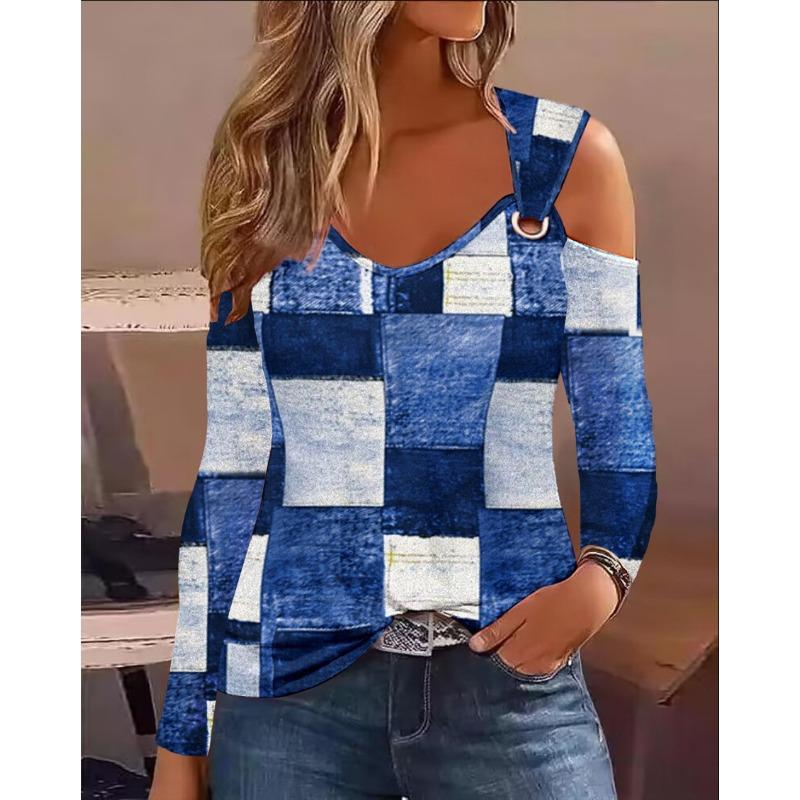 Autumn Simple Metal Button V-neck Shirt Blouse For Women New Fashion Sexy Women Casual TShirt Pullover Tops Femal