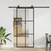 VidaXL Sliding Door Hardware Kit Black 90x205 Cm ESG Glass, Interior Door, Interior Barn Door, Door 3375925