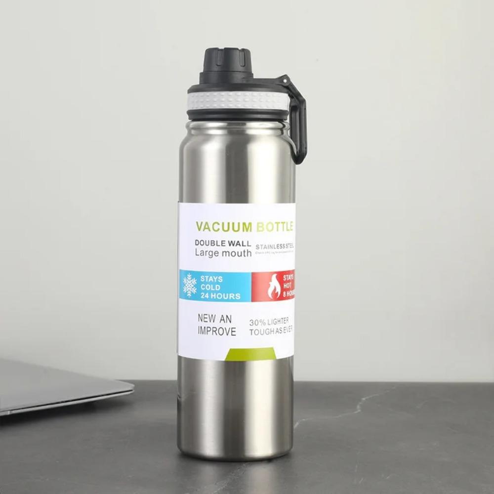 1000ml Jednoduché vakuové termosky z nerezové oceli 304 Velkokapacitní izolovaný hrnek přenosné termosky Venkovní sportovní láhev na vodu