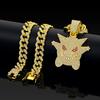 Hot-selling Anime Gengui Elf Diamond-encrusted European and American Style Hip-hop Cuban Chain Trendy Men's Necklace Jewelry