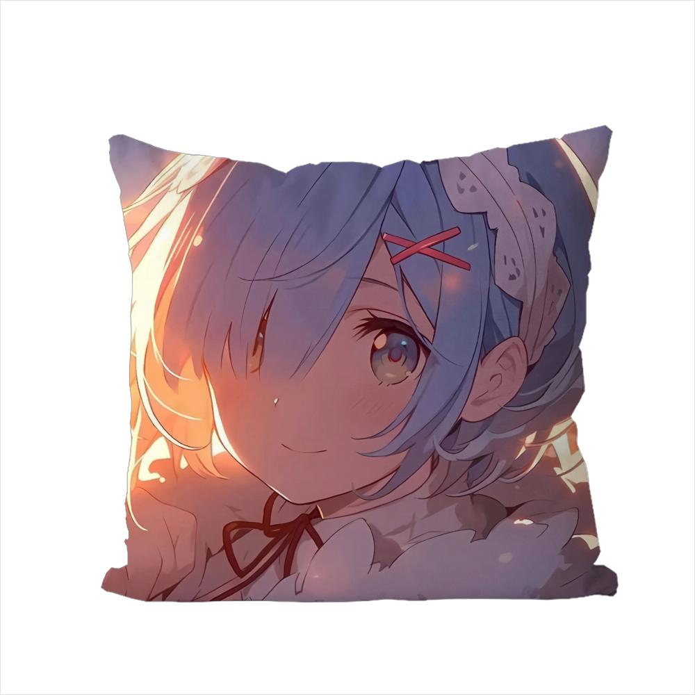ReZero Rem Pillow Case For Car Sofa Decorative Home Doublesided Print Plush Square Throw Pillow Cushion Cover