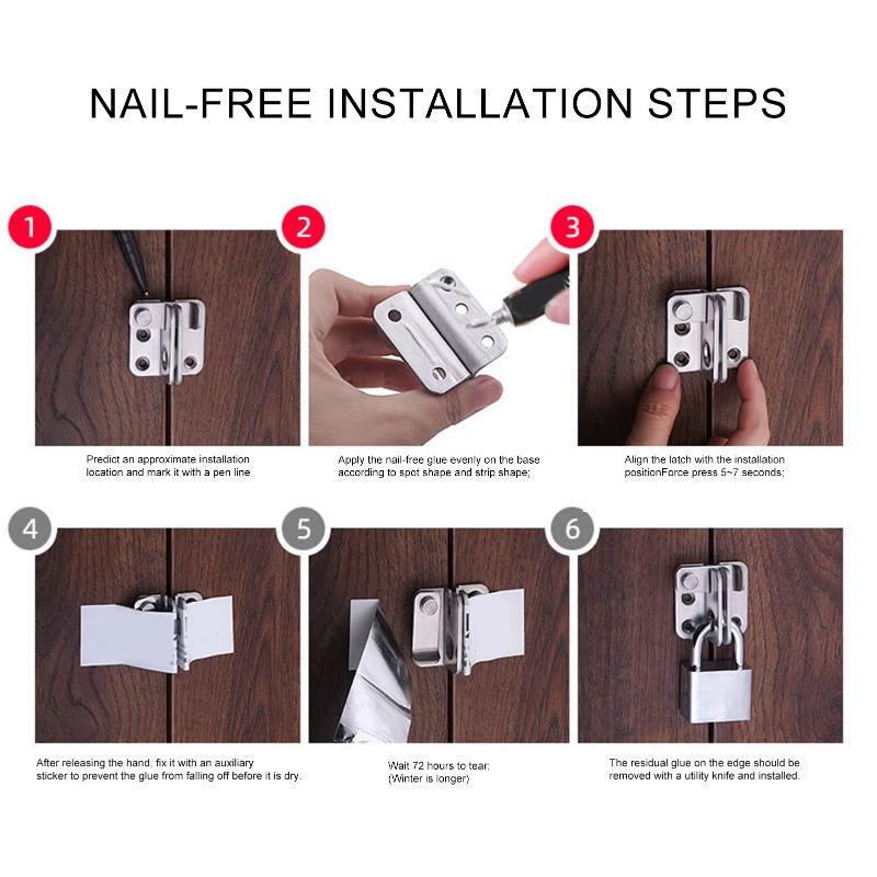 1-10PCS Heavy Duty Stainless Steel Locking Bolt for Cabinet Wardrobe with Lock and Latch for Bathroom Security Door
