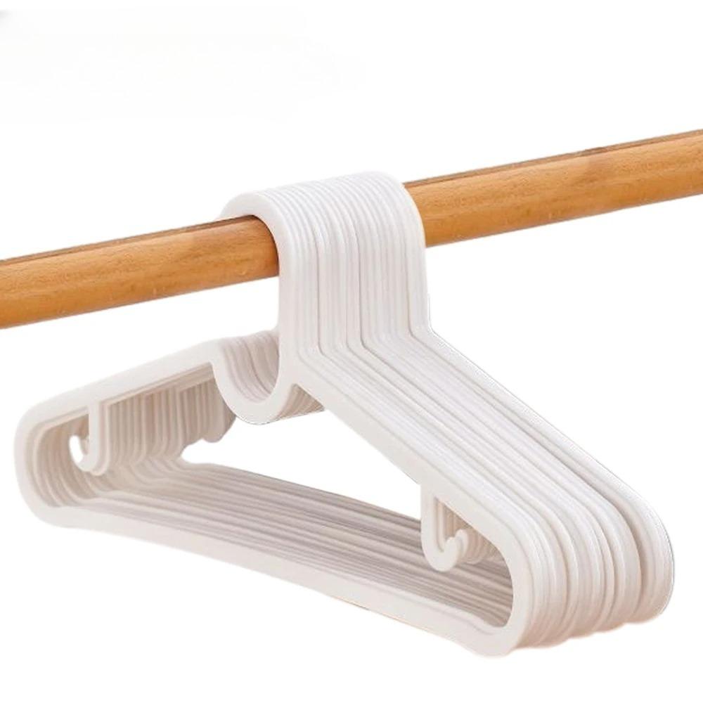 

10 шт. Пластиковые вешалки, вешалка для сушки одежды с крючками, экономящие место противоскользящие вешалки для белья, для домашнего гардероба 10pcs белый