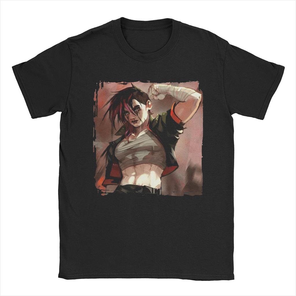 Erstaunliches Arcane Vi Spiel Violett Charakter Filme T-Shirt Herren 100% Baumwolle T-Shirt Anime Kurzarm T-Shirt Übergröße Kleidung