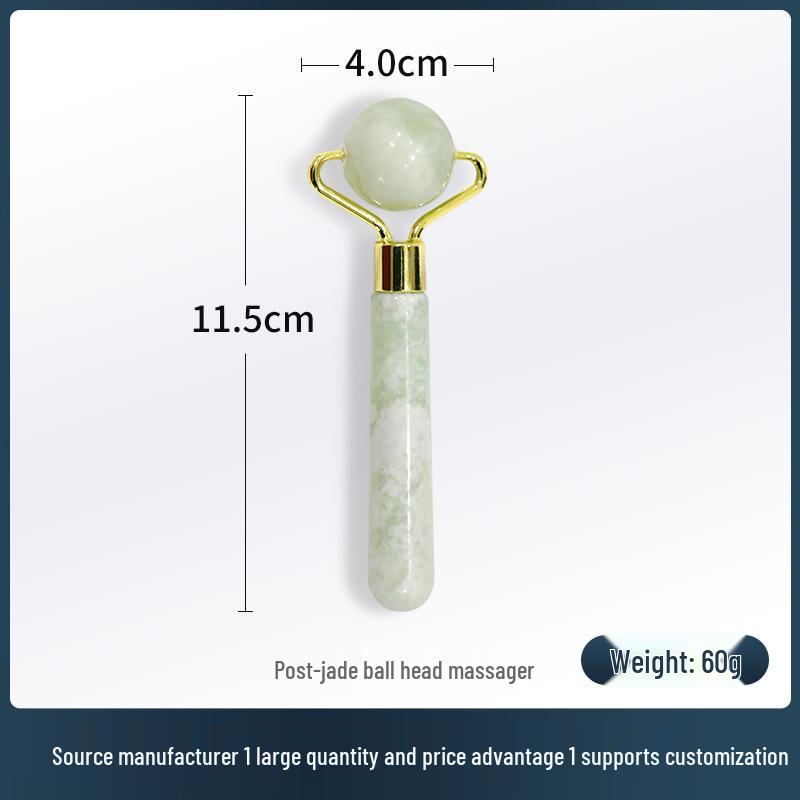 Jade Roller & Gua Sha Beauty Set - Double Roller Massager with Small Cow Horn & Large Ball Massage Tools.