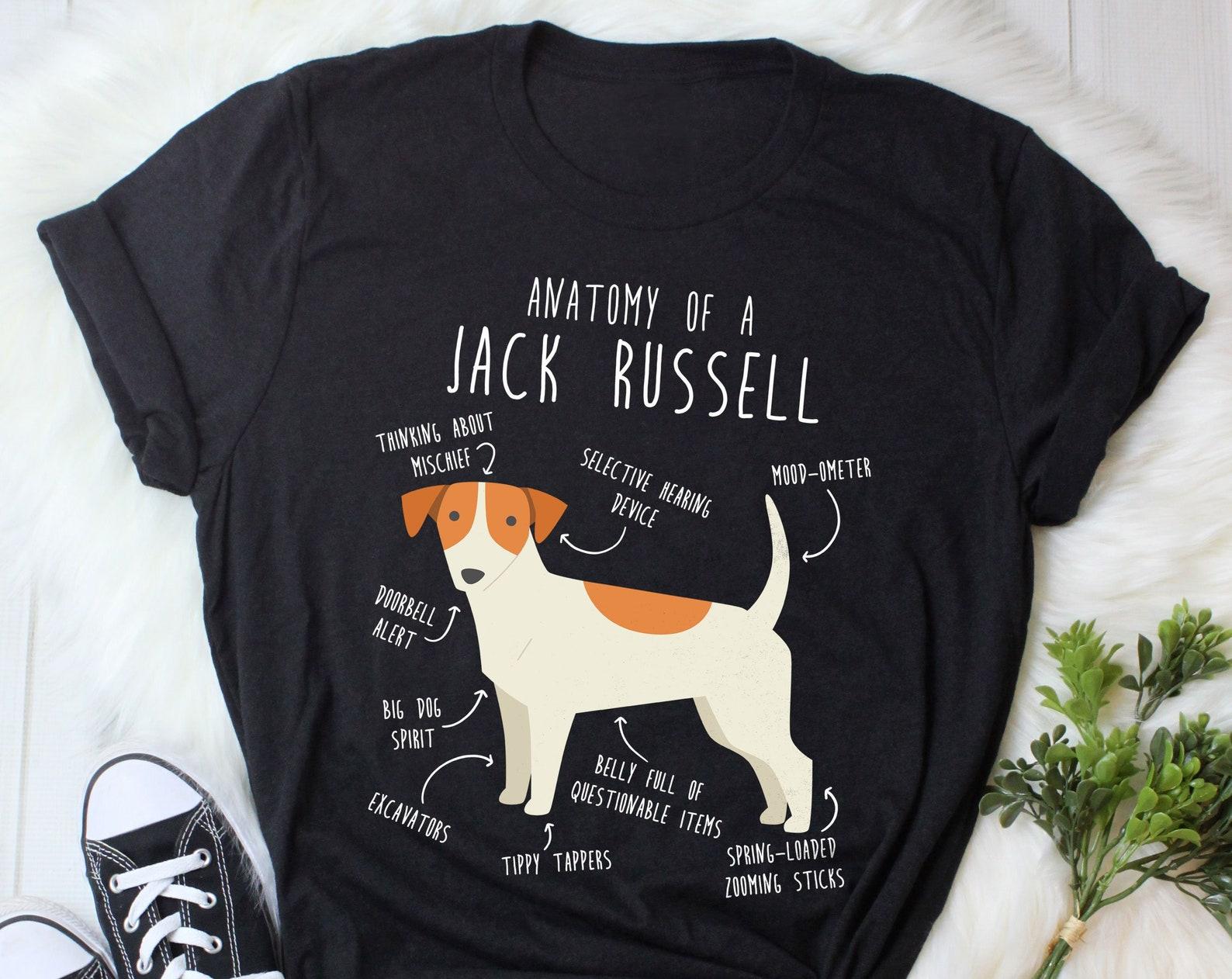 Jack Russell Terrier Shirt, , , Funny Dog Lover Gift, Cute Pet T-shirt, Dog Mom Tee, Dog Dad, Mini Foxie, Fox Terrier, JRT Anatomy 100