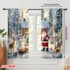 2pcs,2D Plane Printing Contemporary Curtains Santa Forest Animals Christmas Snow Polyester Easy Install (without Rod) All